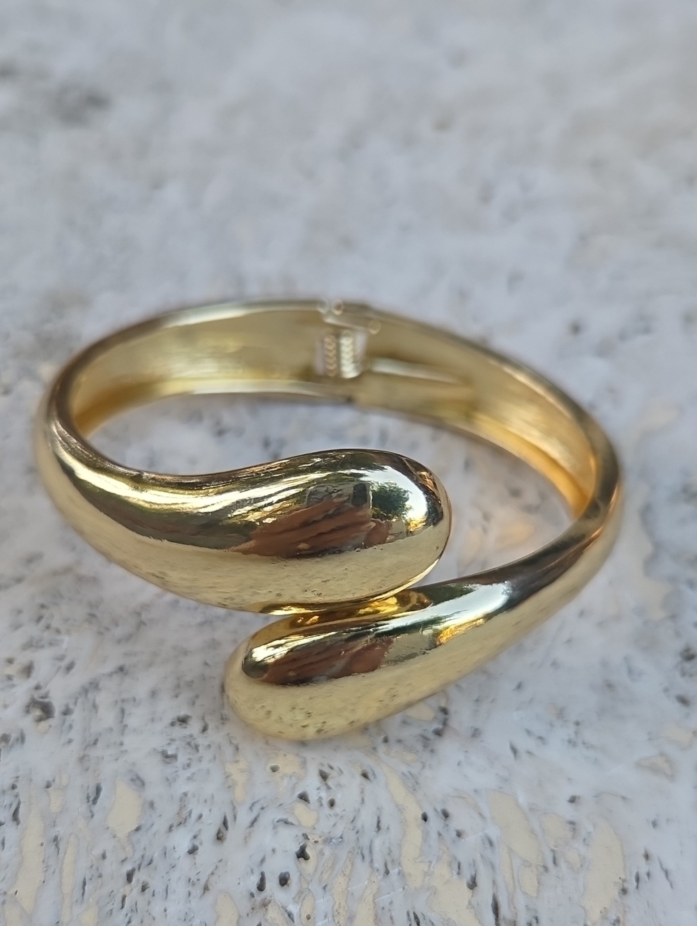 Gold Tone Sculptural Open Cuff Bracelet - Women Jewelry